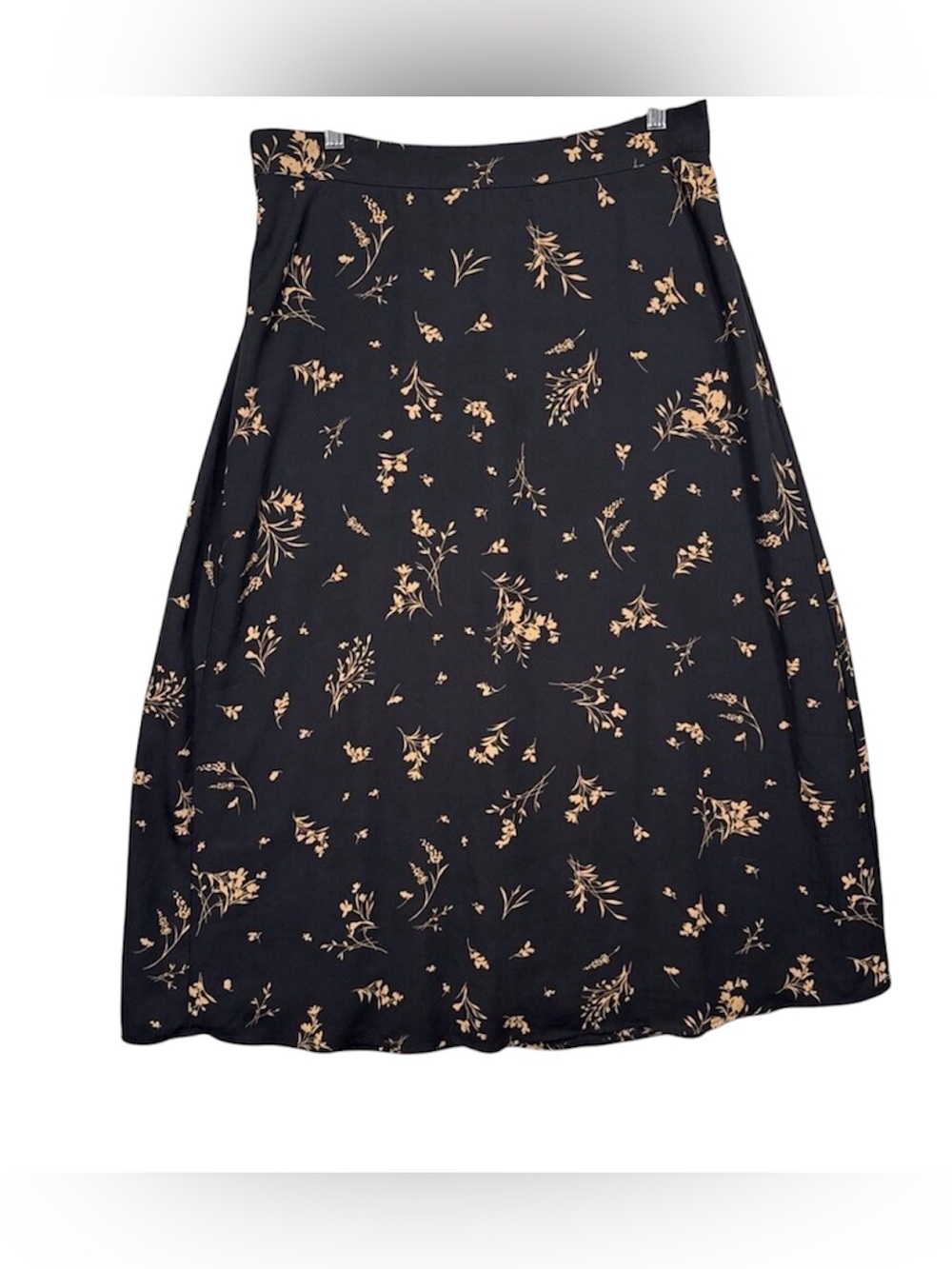 Vince Camuto Floral Midi Skirt Black Neutral Size Large Lined